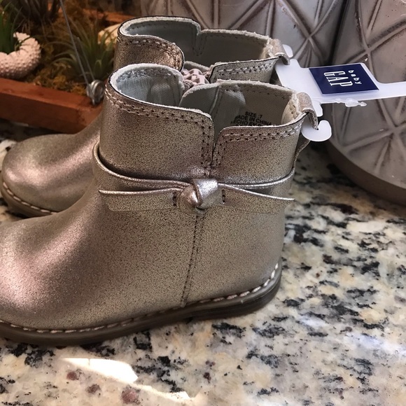 GAP METALLIC BOW TODDLER BOOTS NEW - Picture 3 of 8